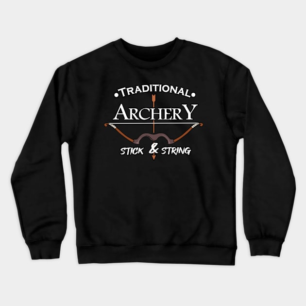 Stick And String Archery Gift Print Mens Womens Bow Archer Print Crewneck Sweatshirt by Linco